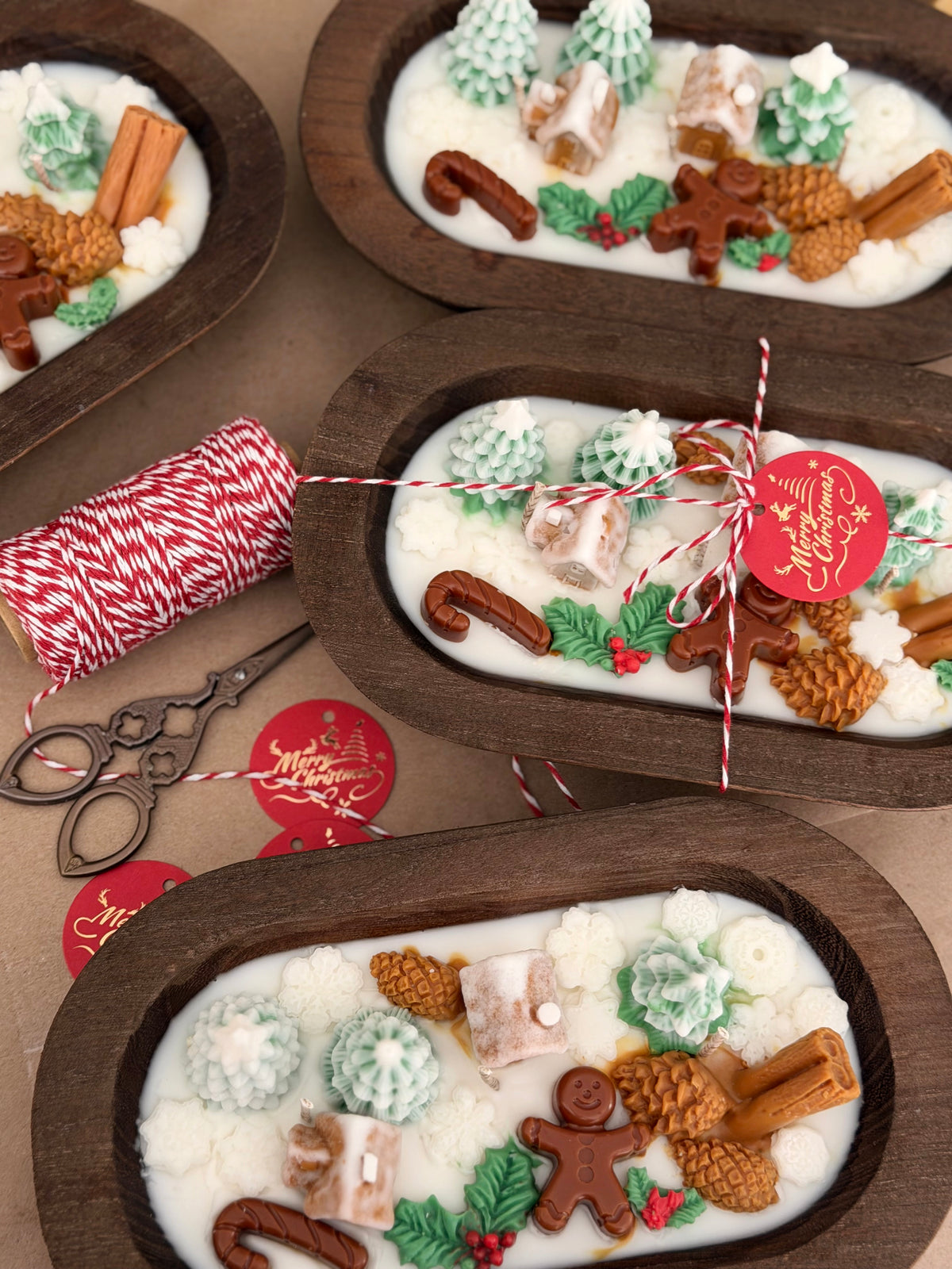 Christmas Gingerbread Village Dough Bowl Candle | Fraser Fir