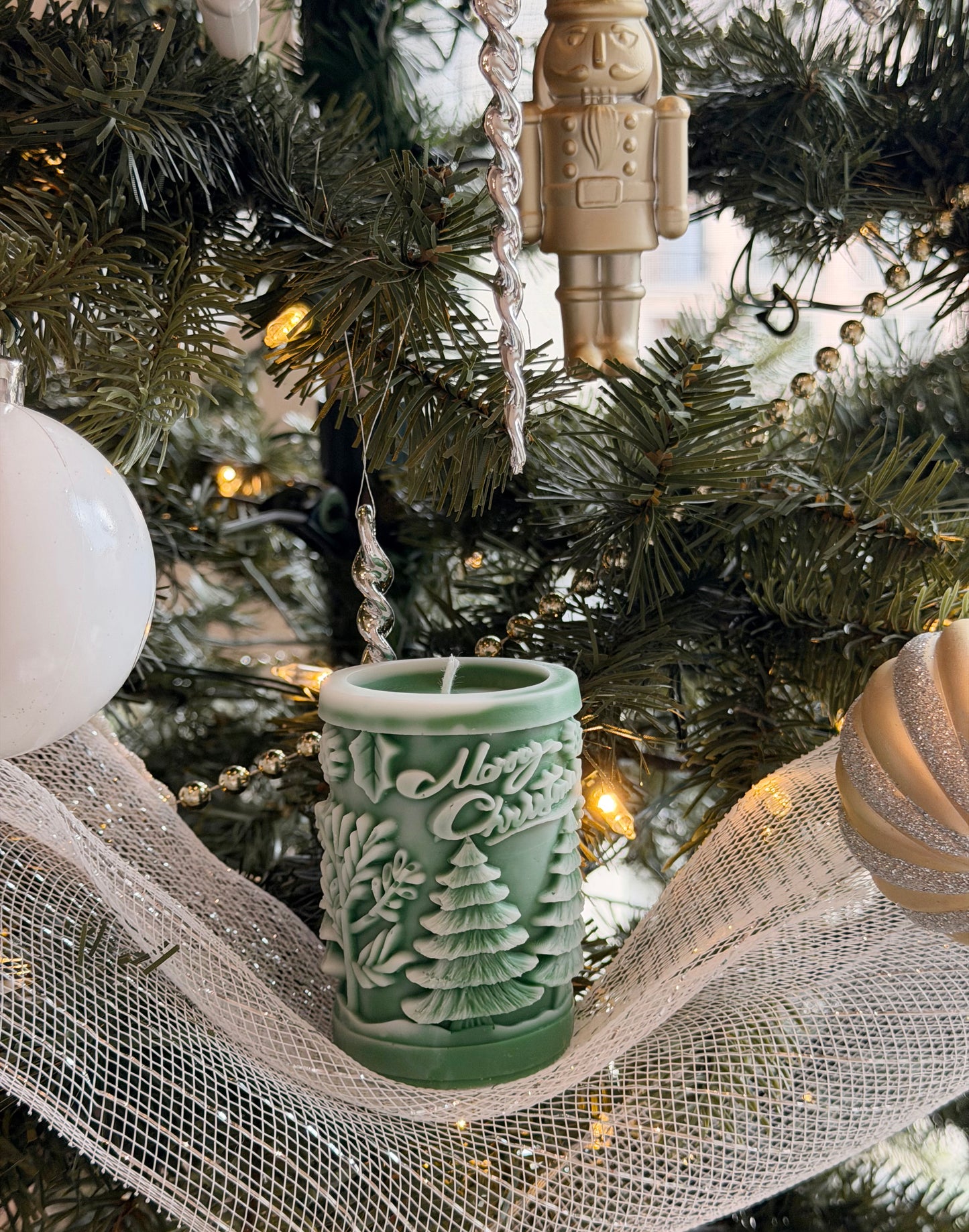 Snowy Forest Christmas Candle
