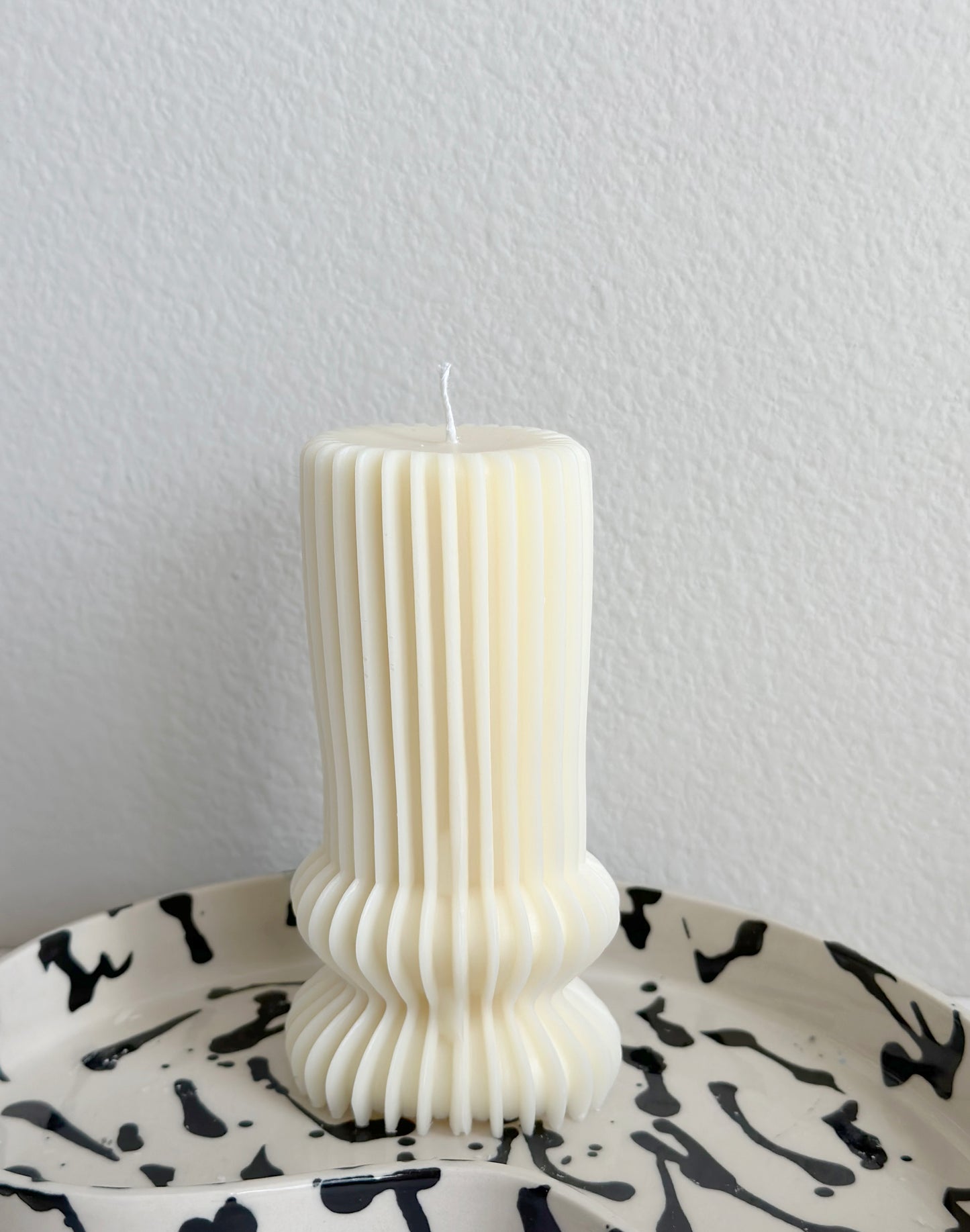 Undyed Striped Pillar Candle