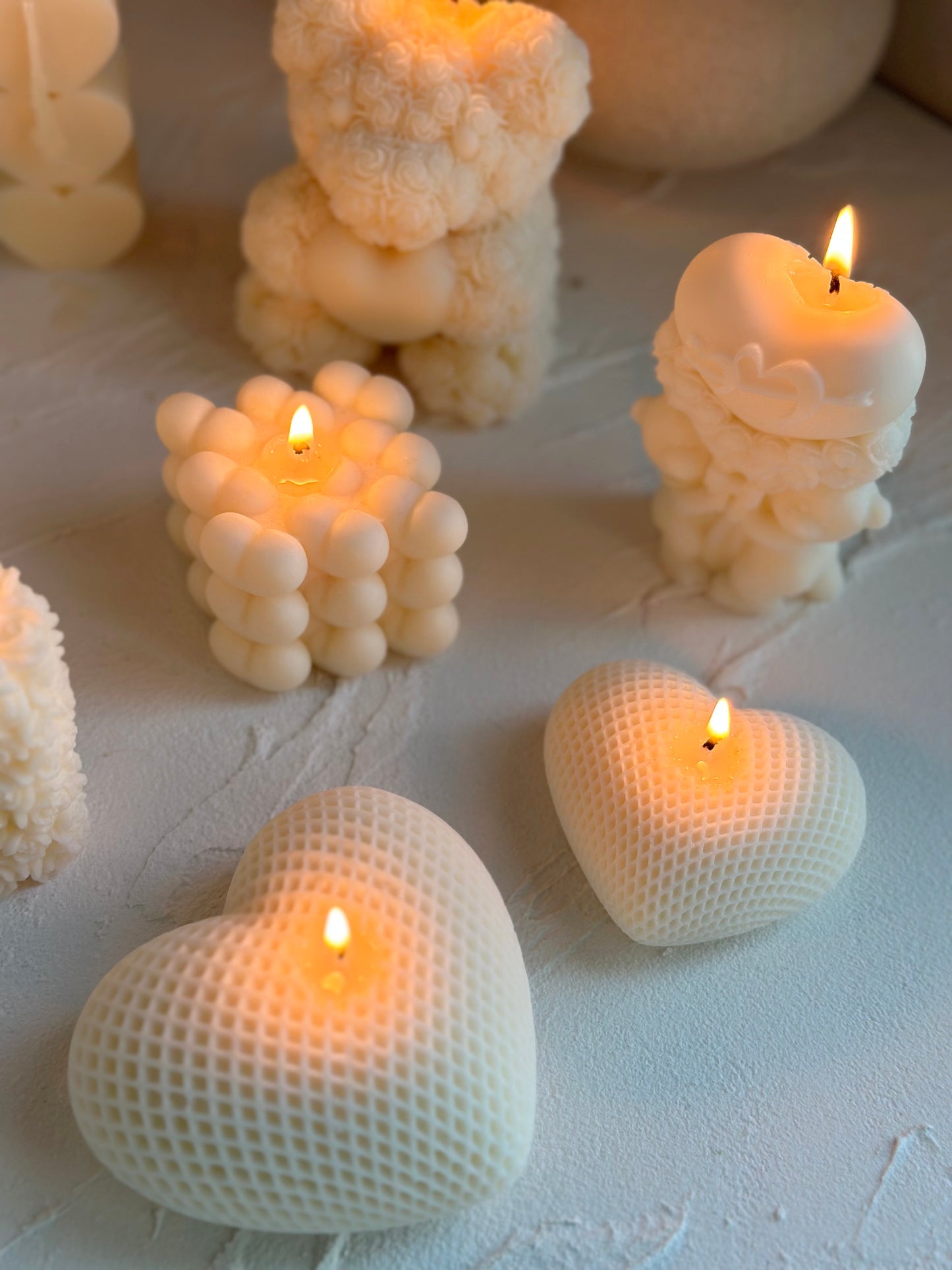 Soy Wax Valentine’s Day Candle – Rose Bear, Heart, Love Pillar | Romantic Gift