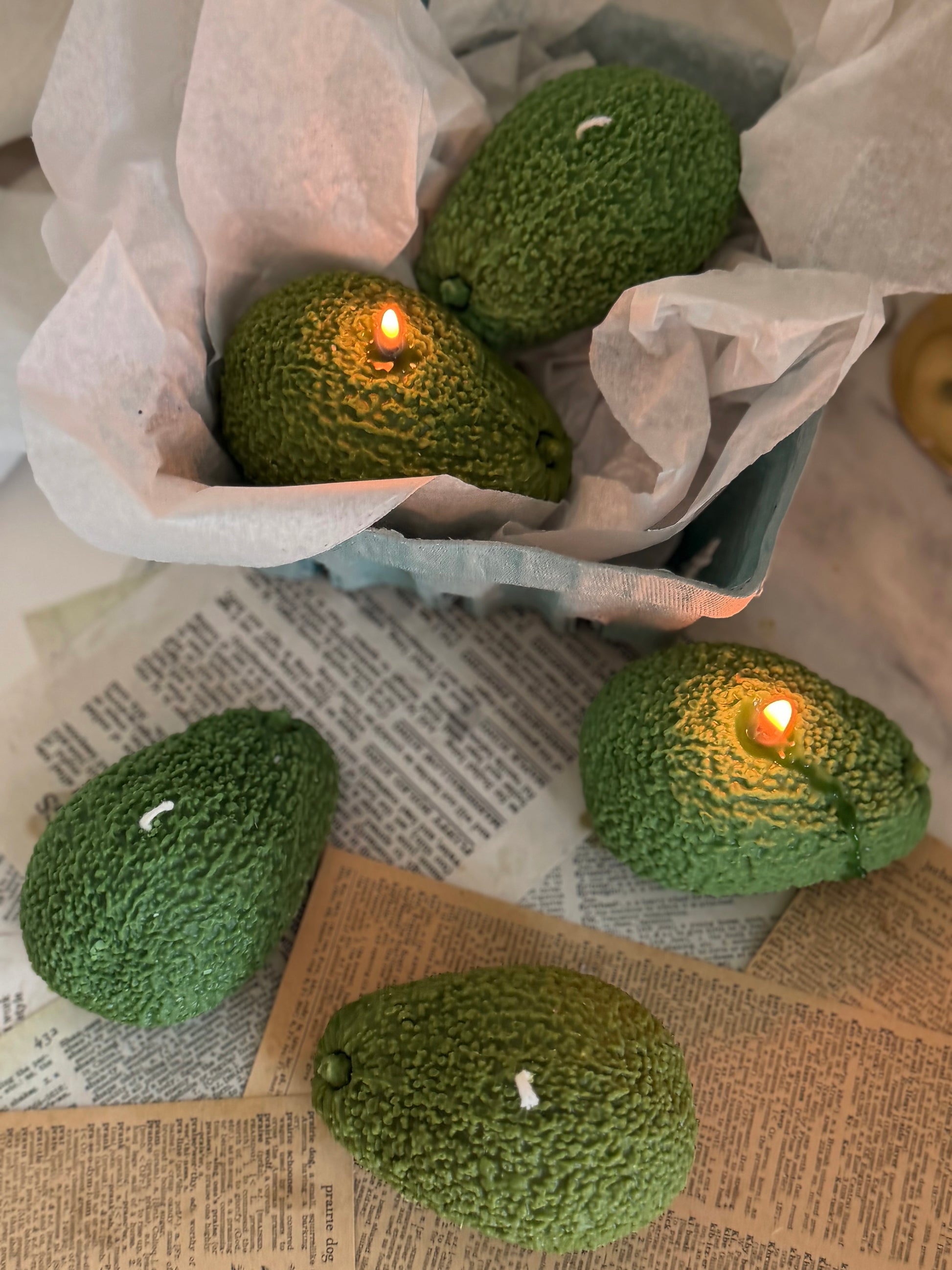 Handmade Avocado Candle Realistic Fruit Shaped Soy Wax Candle