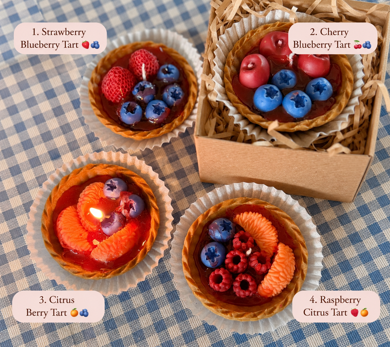 Handcrafted Berry Tart Candle Inspired by Fresh Baked Fruit Desserts