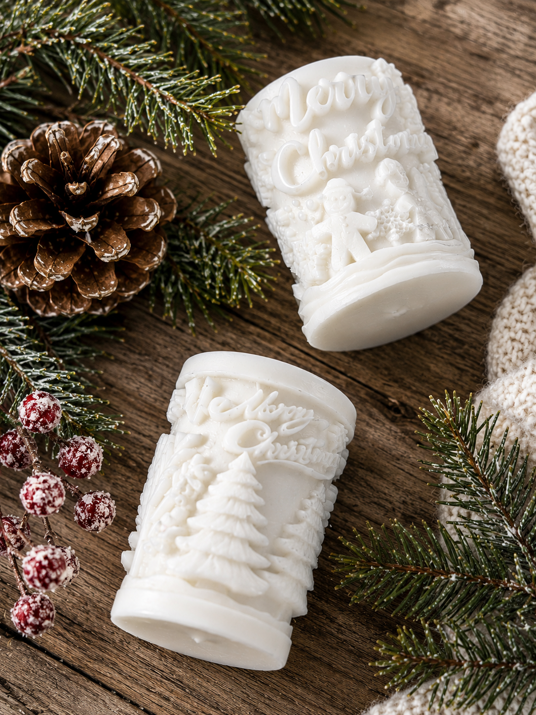 Snowy Christmas Candle
