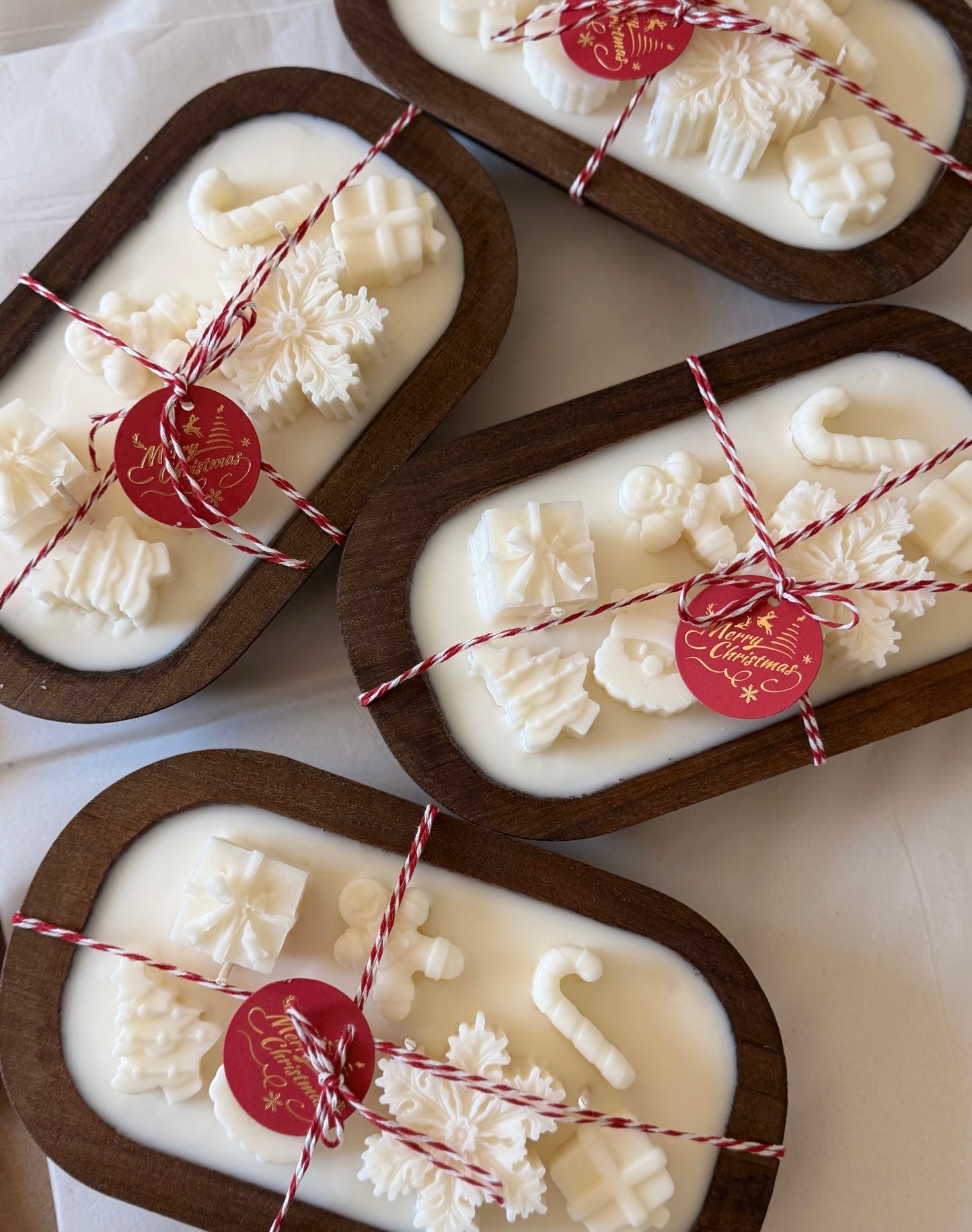 Christmas Wood Dough Bowl Candle 20oz Handmade Soy Wax Holiday Candle