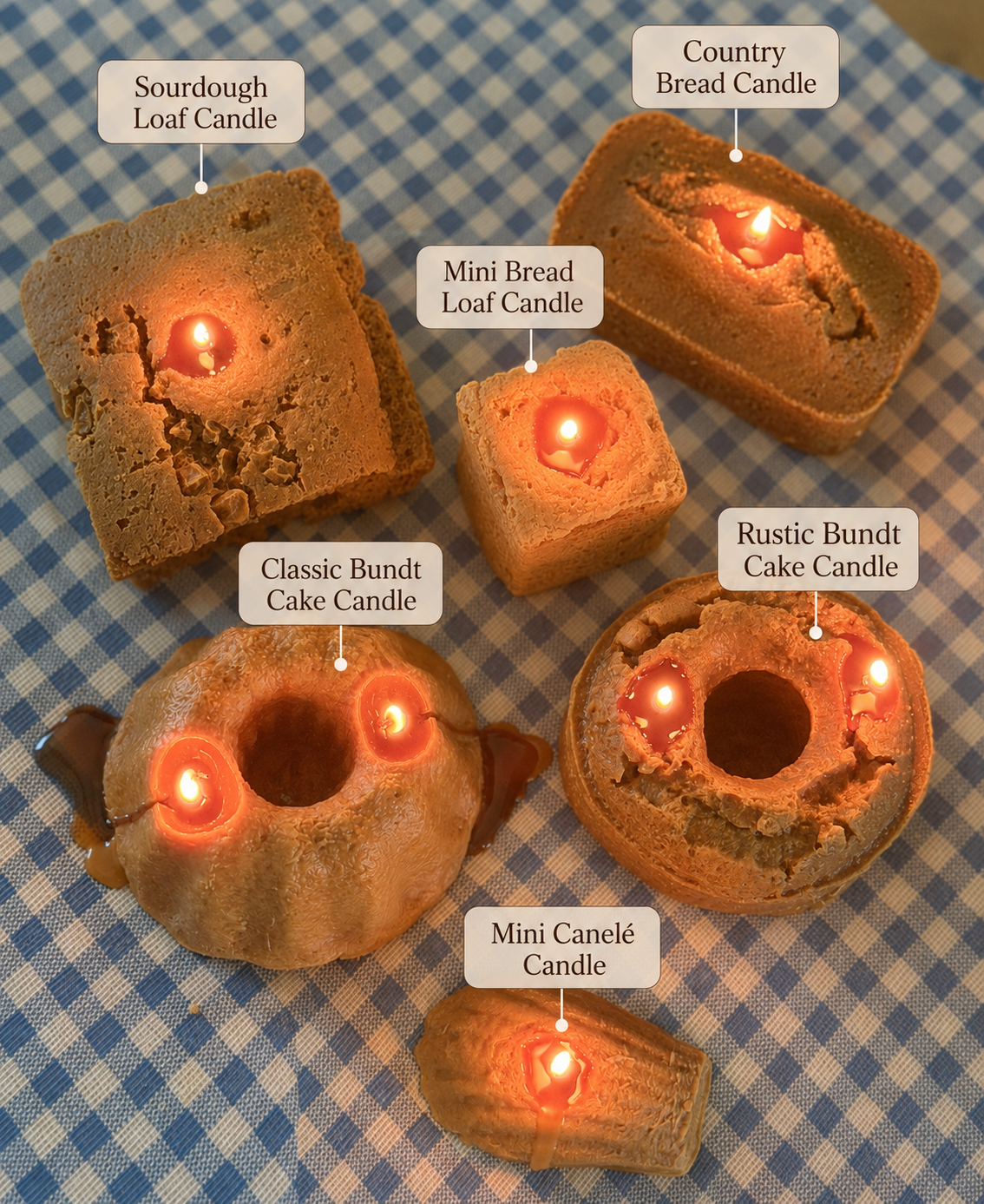 Handcrafted natural soy wax bread candle inspired by artisan bakeries. Perfect for cozy home décor, gifts, coffee bars, kitchens, and bakery lovers.