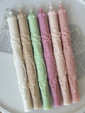 Embossed Rose Luxe Taper Candle 9''  (A Pair)