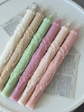 Embossed Rose Luxe Taper Candle 9''  (A Pair)