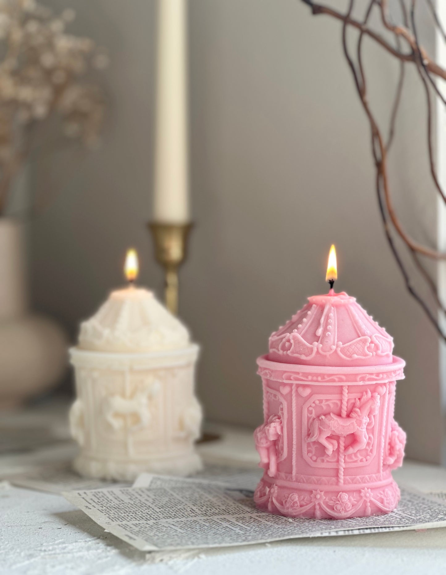 Aesthetic Carousel Candle – Sculptural Decorative Wax Candle
