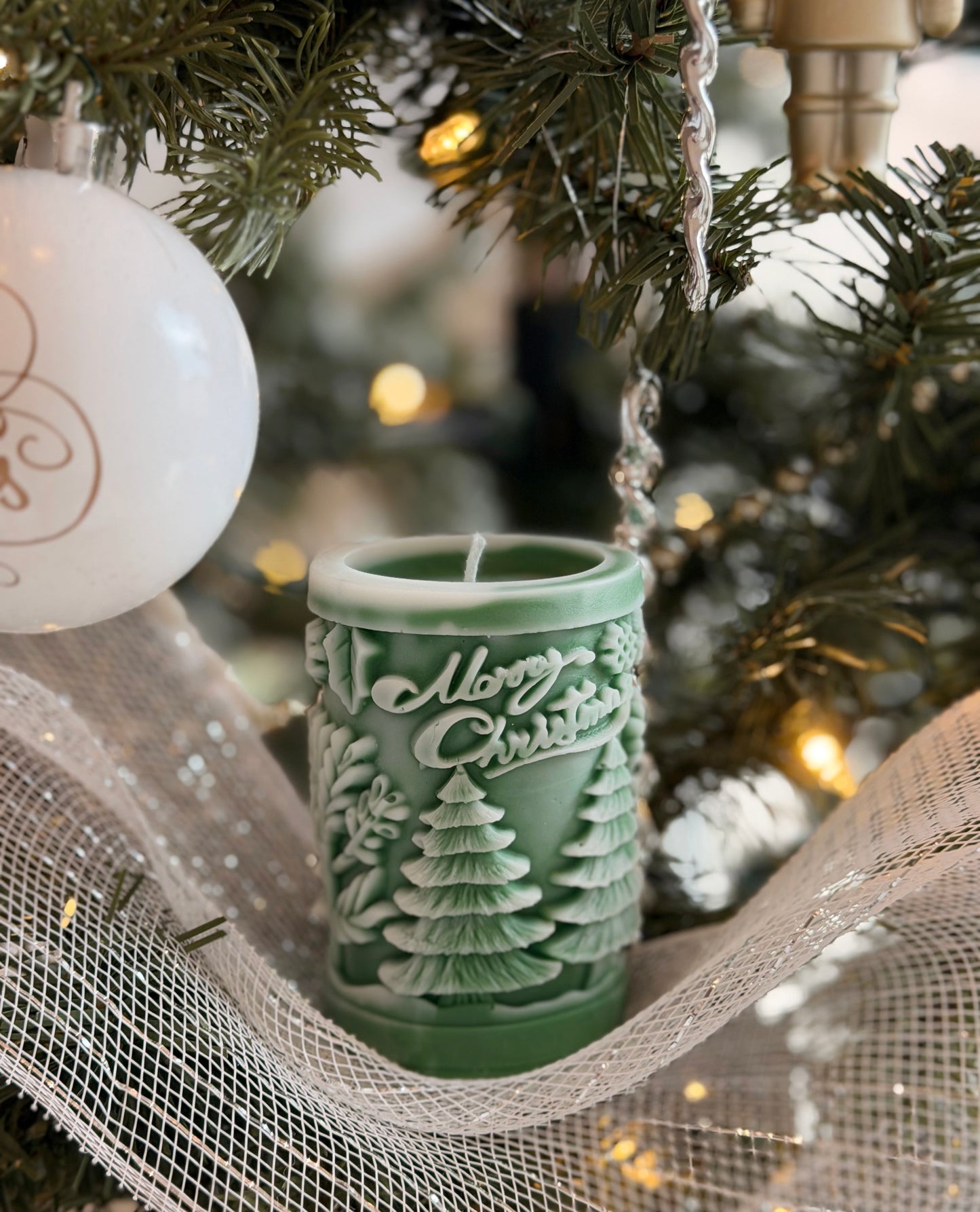 Snowy Forest Christmas Candle