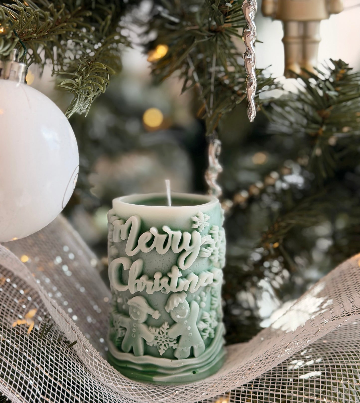 Snowy Forest Christmas Candle