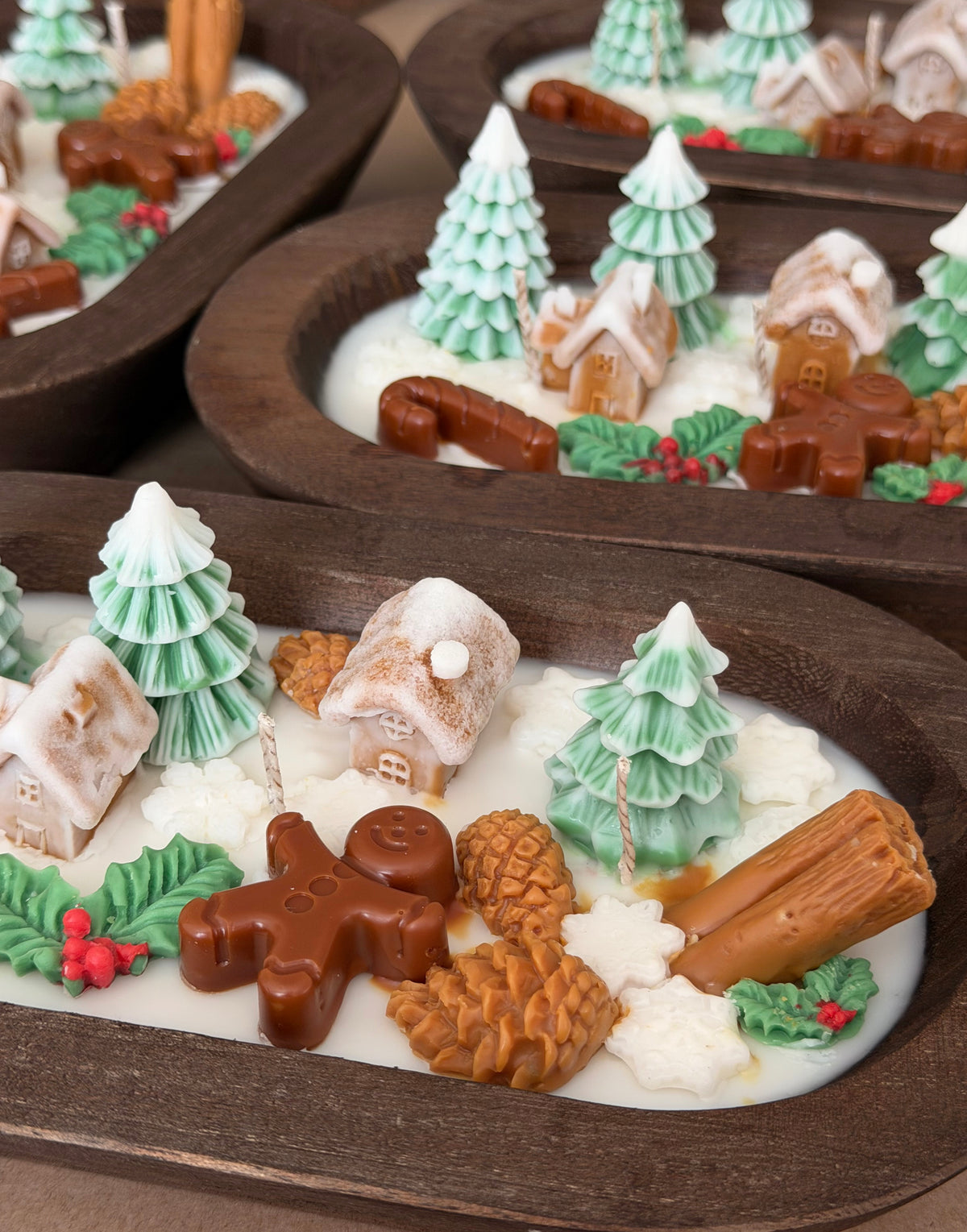 Christmas Gingerbread Village Dough Bowl Candle | Fraser Fir