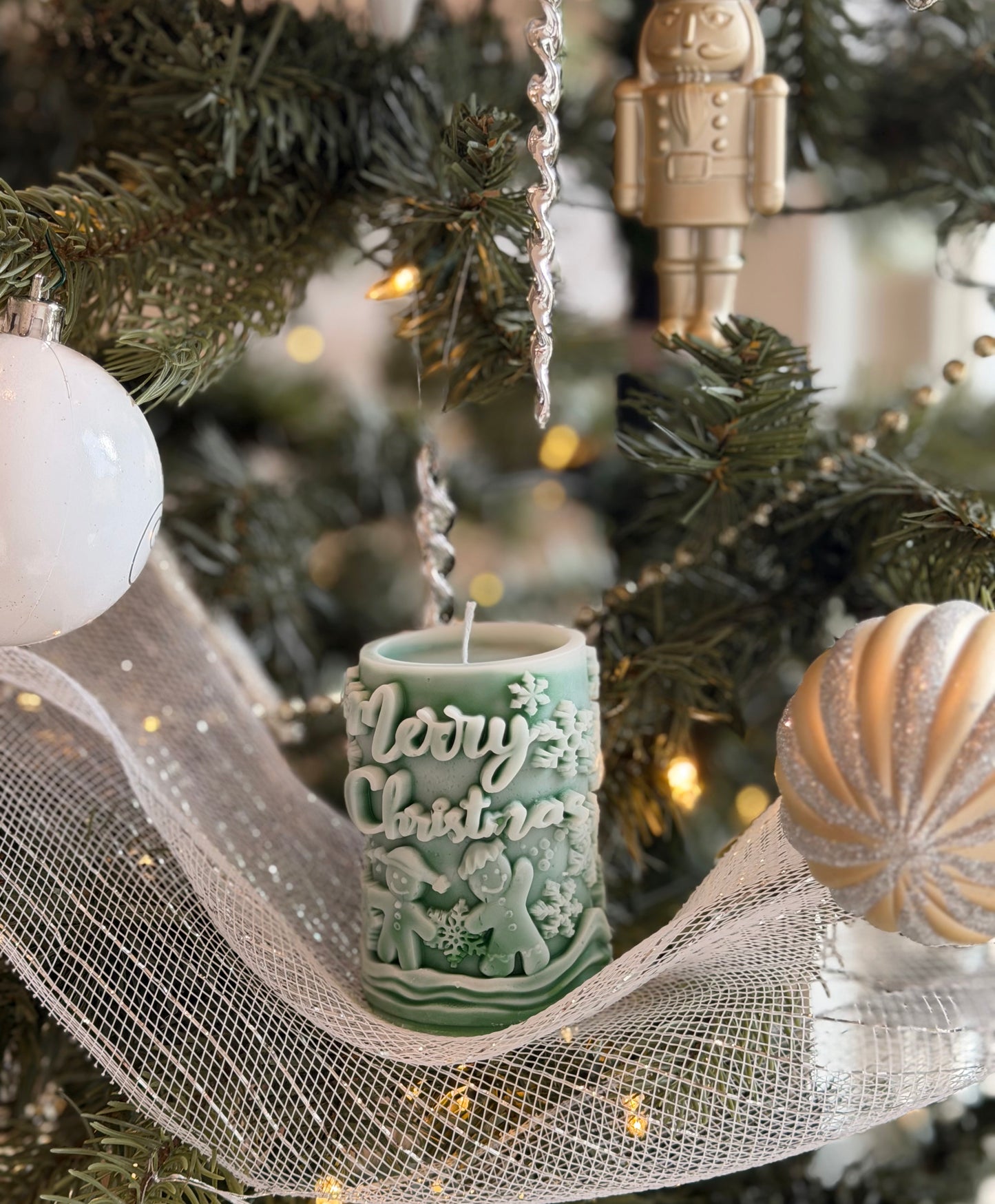 Snowy Forest Christmas Candle