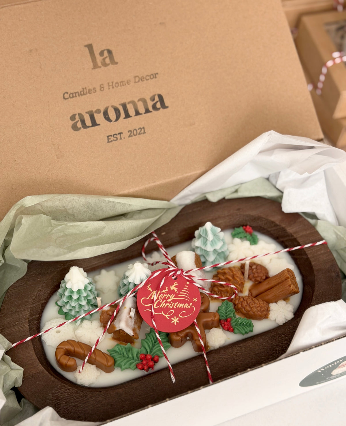 Christmas Gingerbread Village Dough Bowl Candle | Fraser Fir
