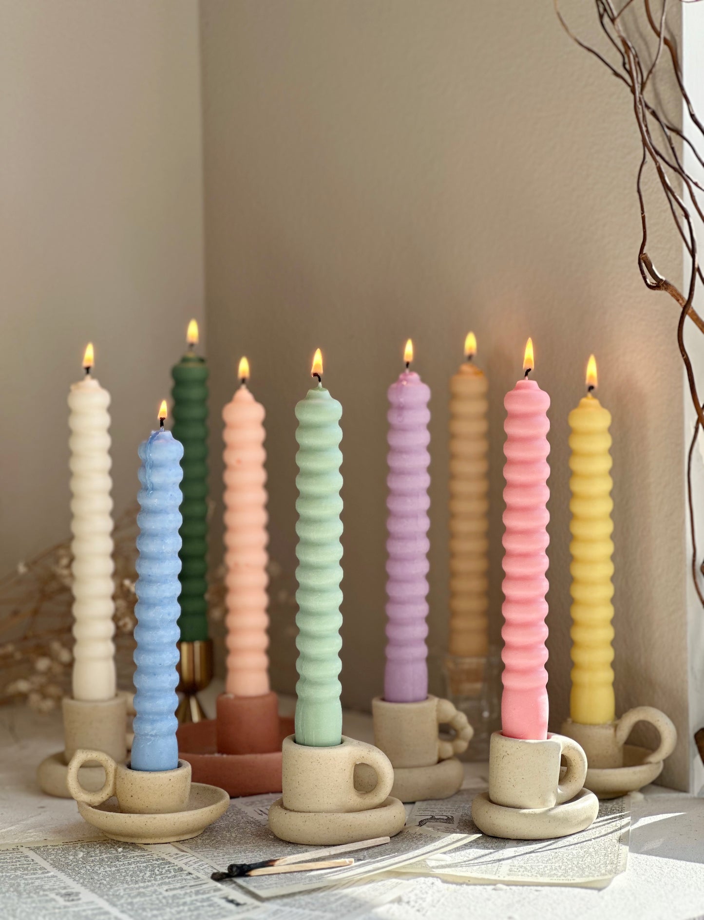 Donut Shaped Taper Candle 7'' (A Pair)