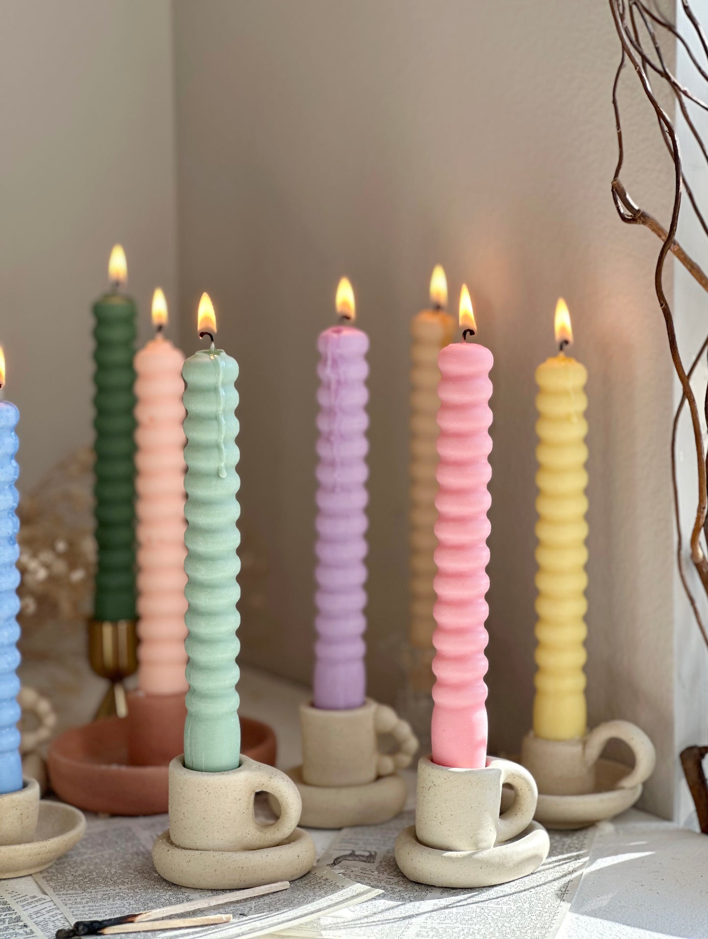 Donut Shaped Taper Candle 7'' (A Pair)