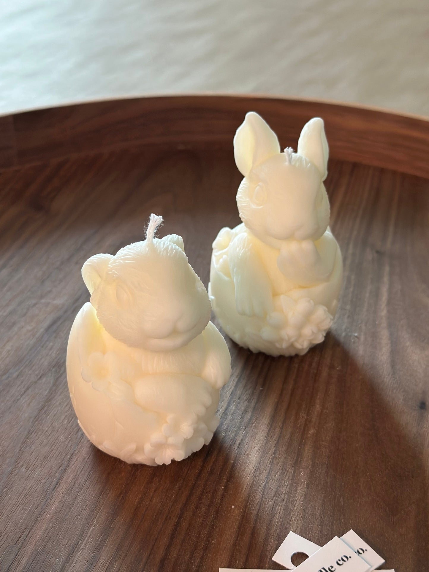 Bunny in Eggshell Candle – Rabbit Sitting in Egg with Flower Decor