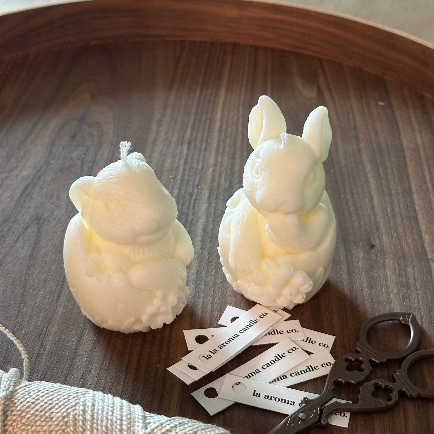 Bunny in Eggshell Candle – Rabbit Sitting in Egg with Flower Decor