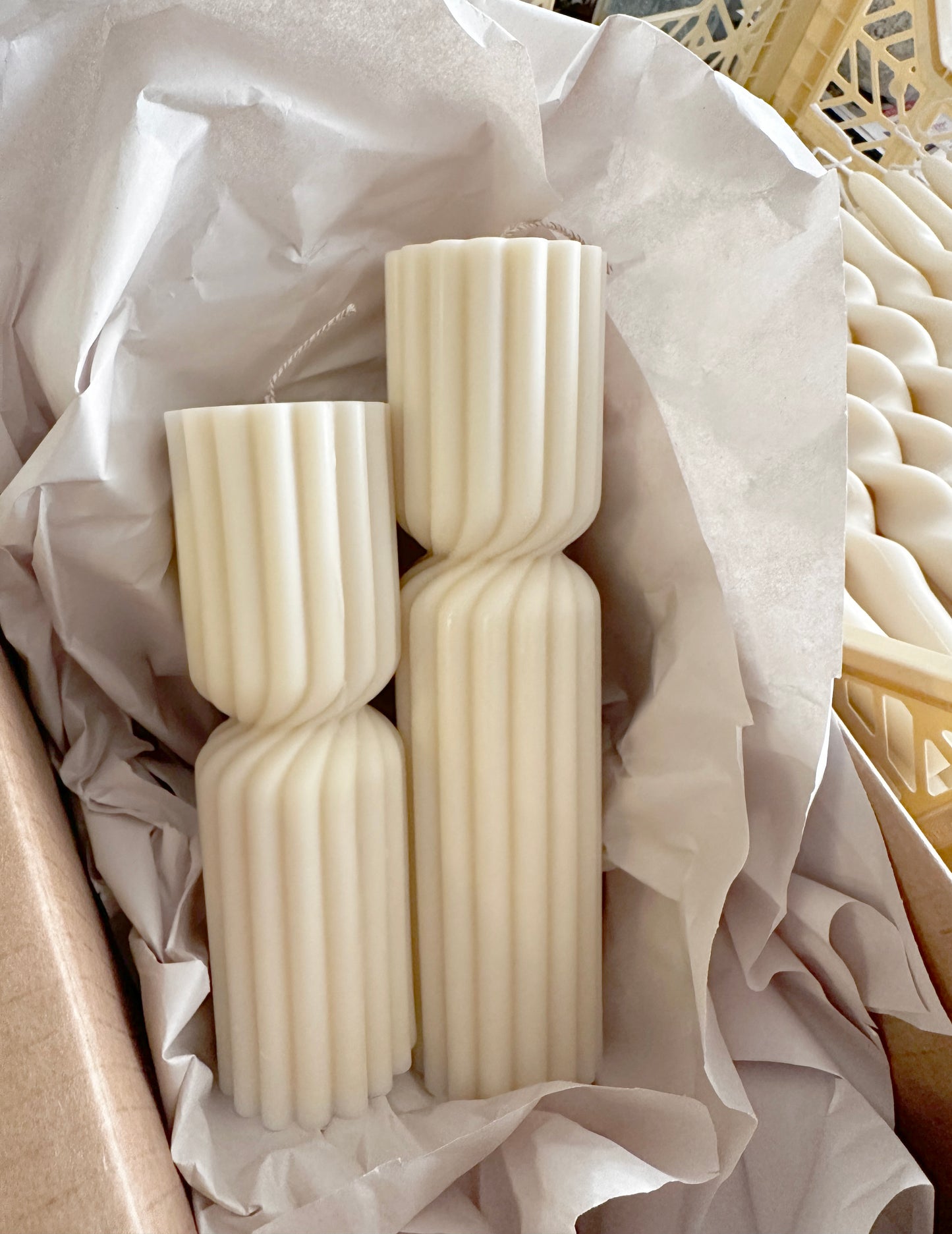 Tall Striped Aesthetic Pillar Candle