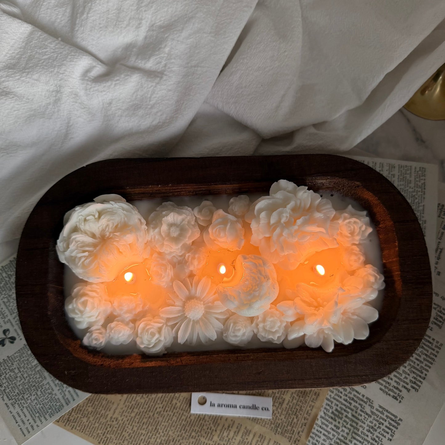 Spring Blossom Candle | Wood Dough Bowl Candle