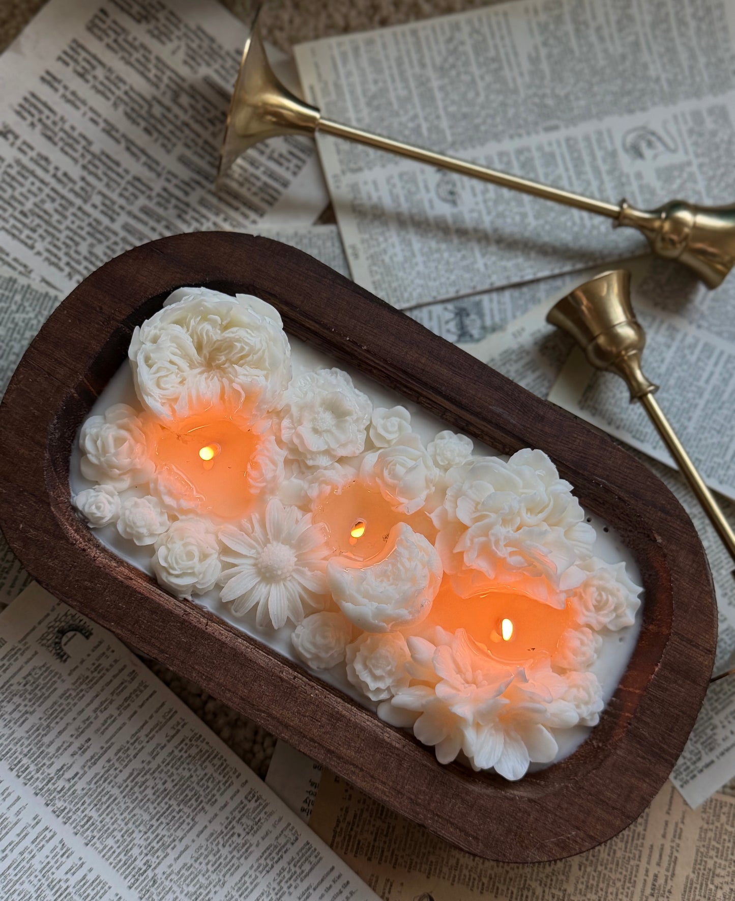 Spring Blossom Candle | Wood Dough Bowl Candle