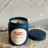 9oz Saffron and Tobacco/ Candle Tin Wood Wick