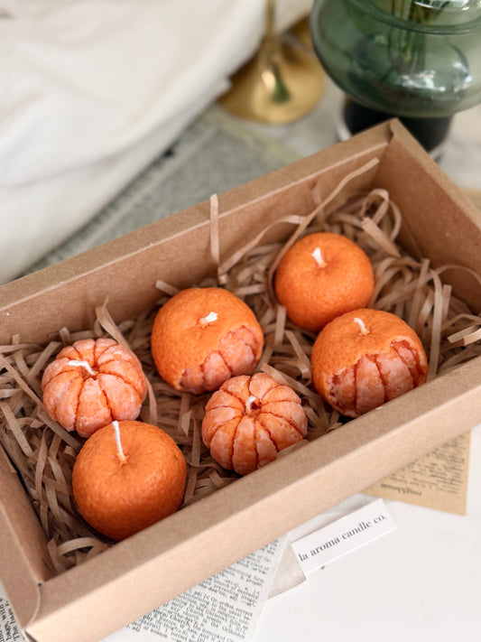 Mini Orange Candles – 6-Piece Set