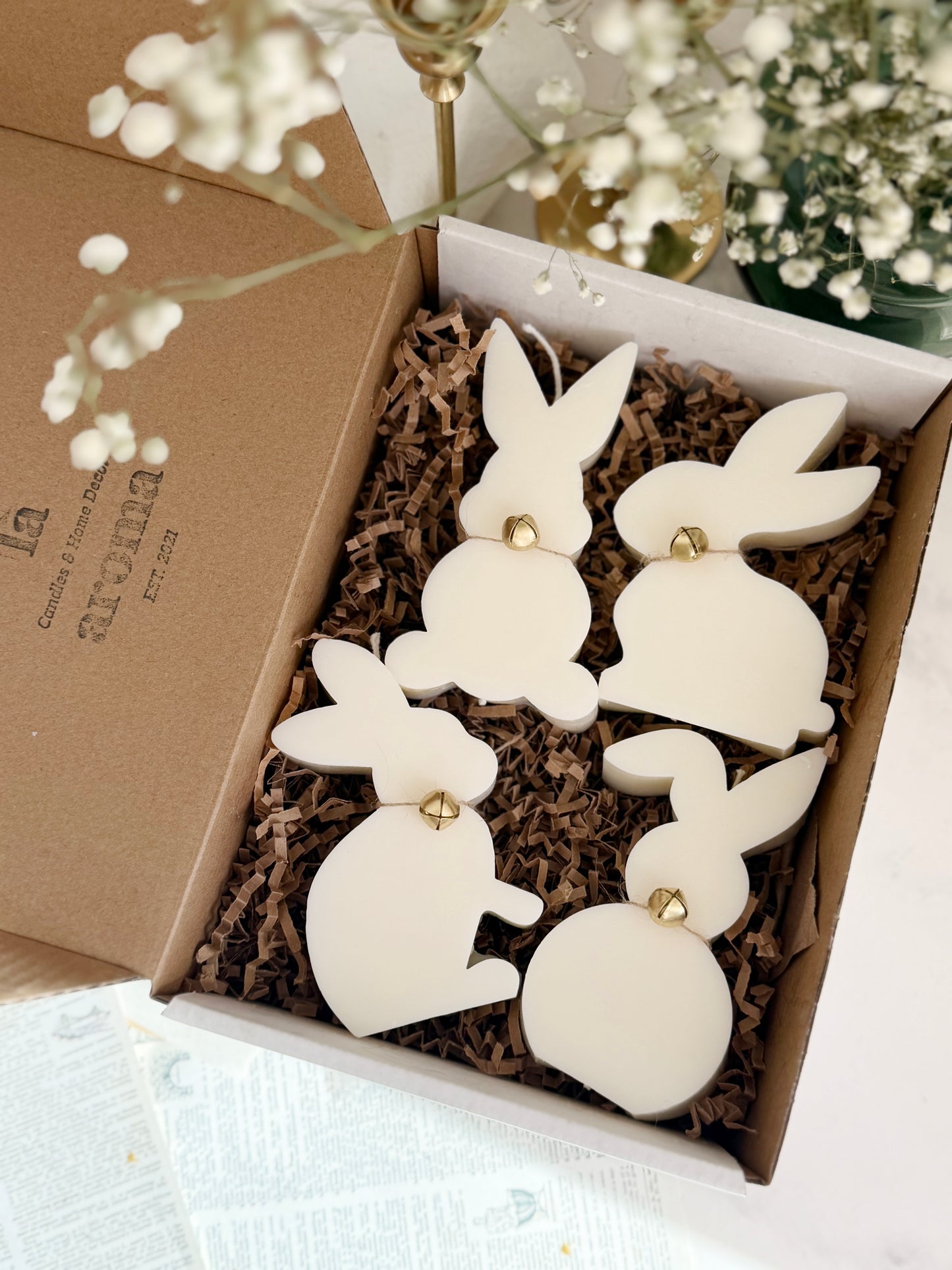 Handmade Easter Bunny Candle – 4 Unique Ear Styles