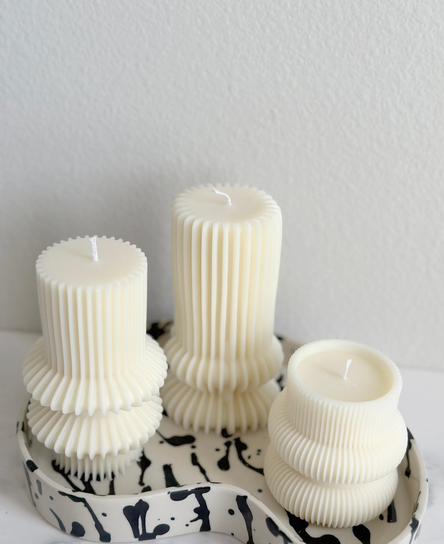 Undyed Striped Pillar Candle