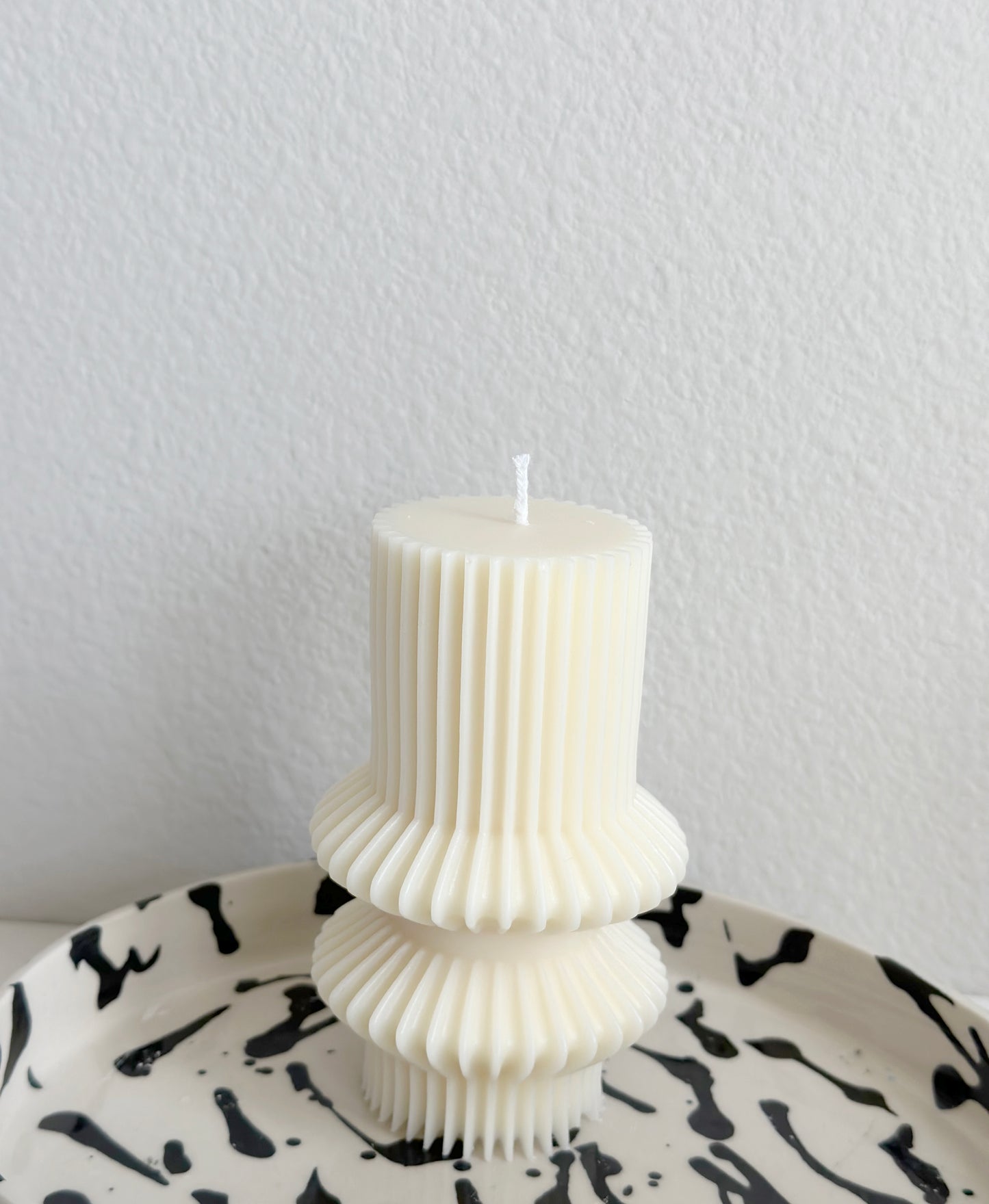 Undyed Striped Pillar Candle