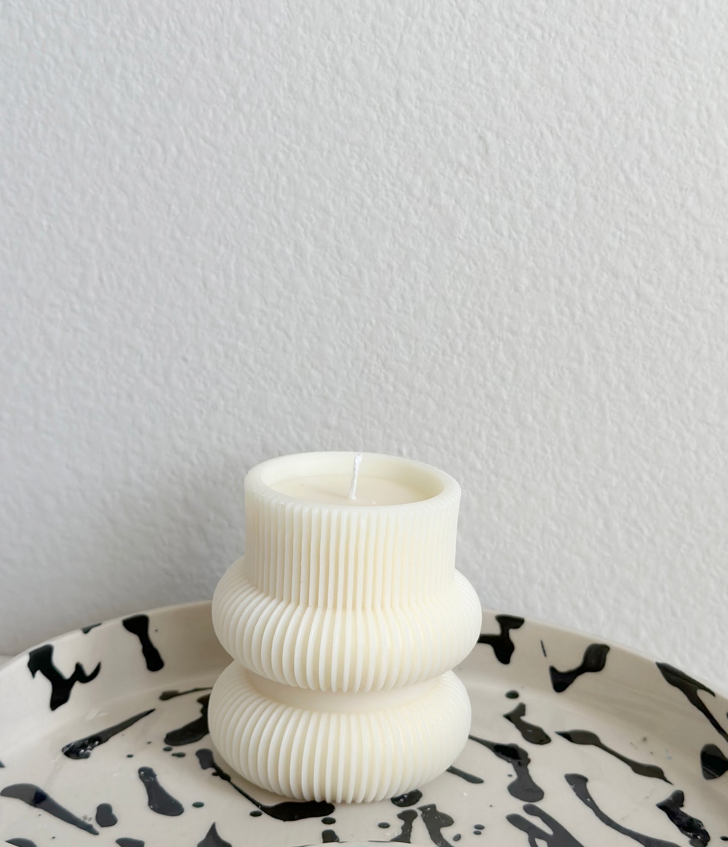 Undyed Striped Pillar Candle