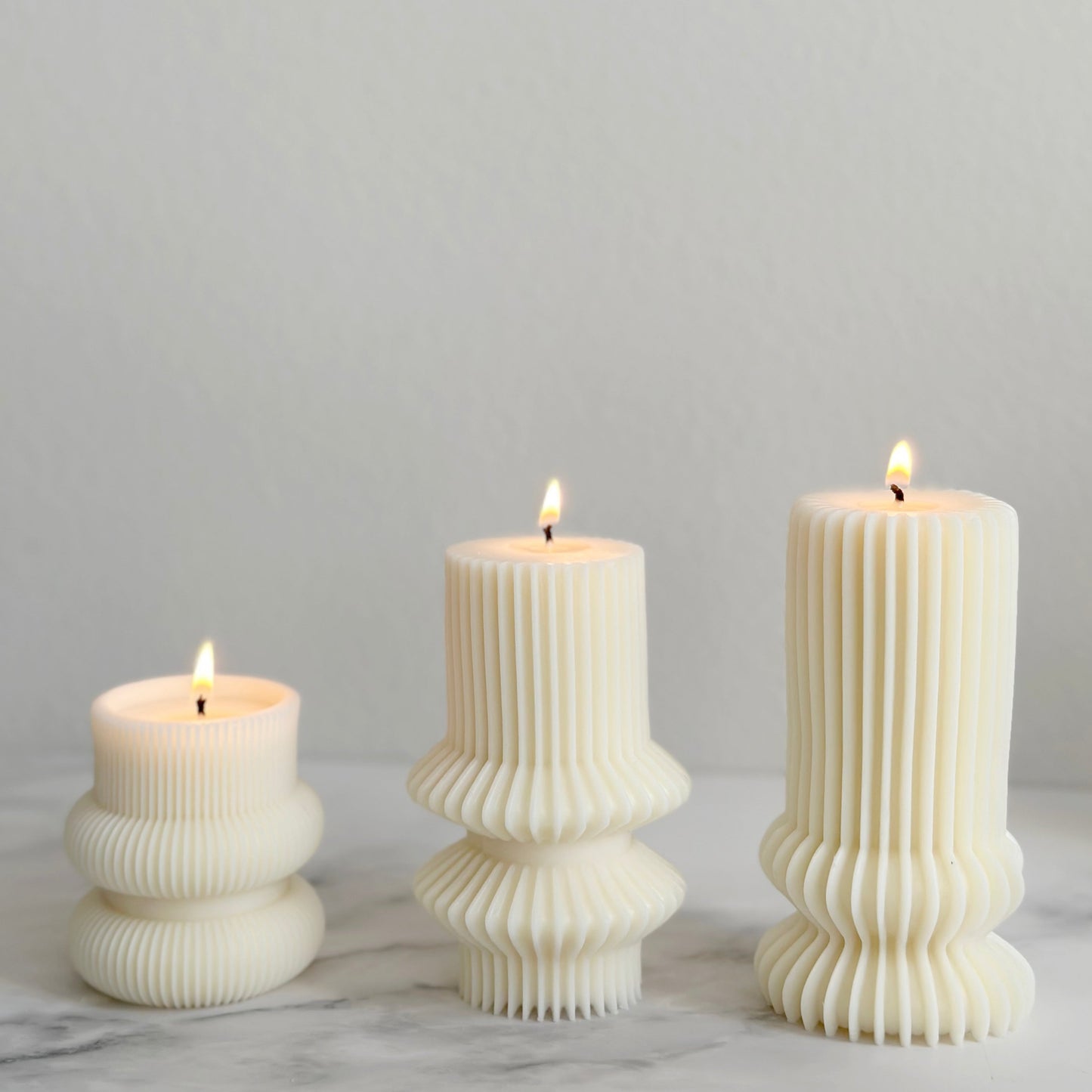 Undyed Striped Pillar Candle
