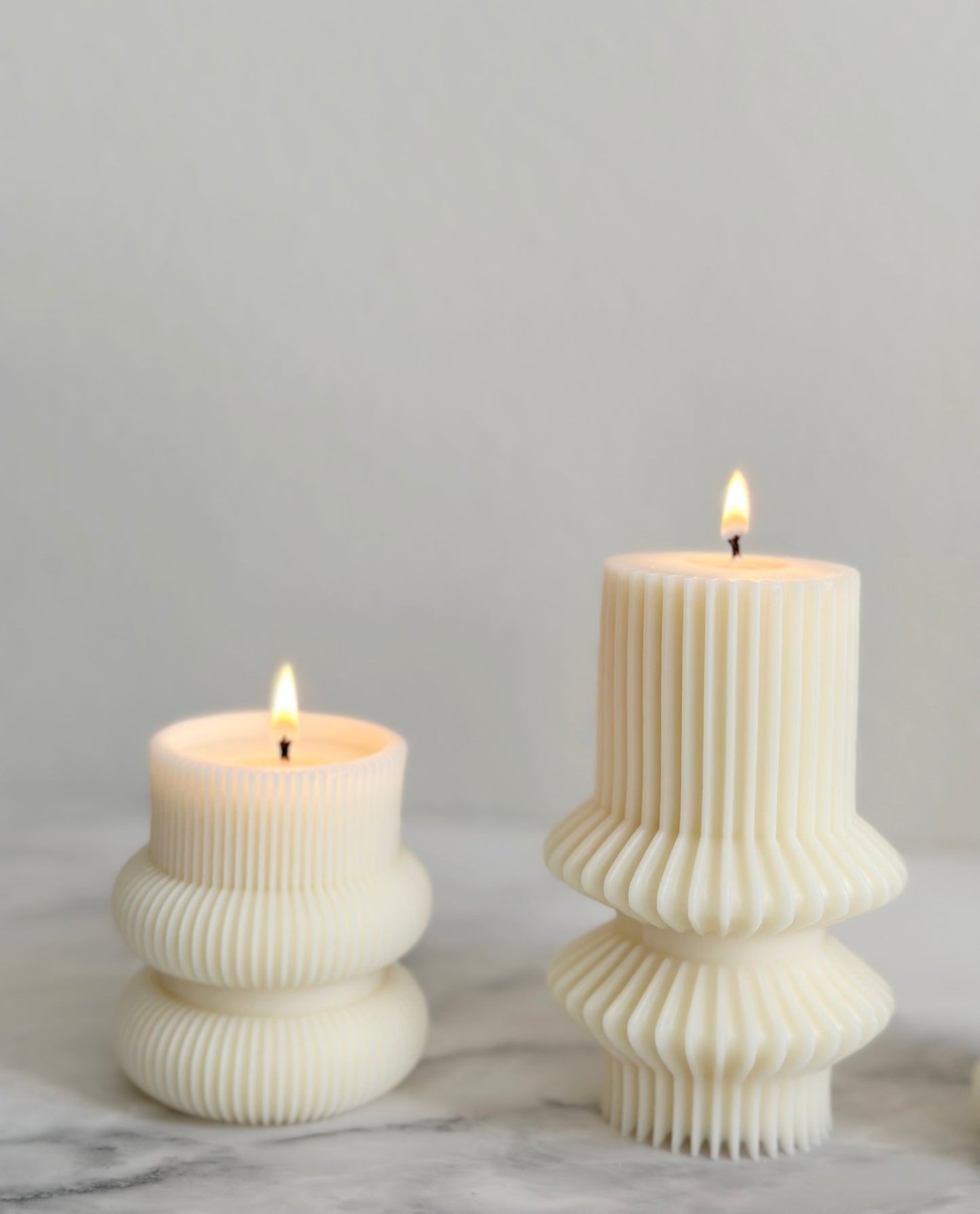 Undyed Striped Pillar Candle