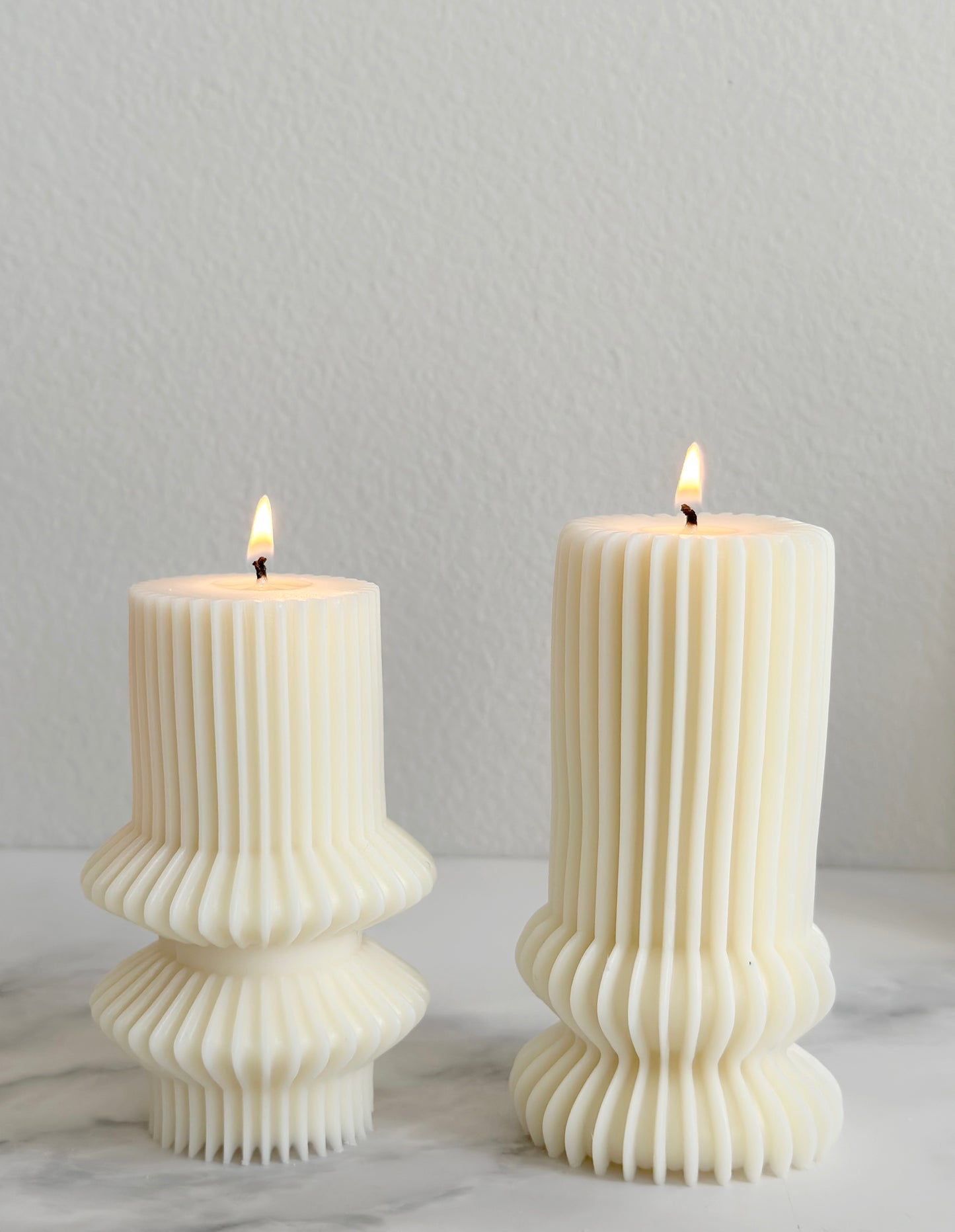 Undyed Striped Pillar Candle