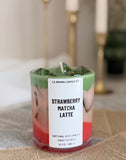 Strawberry Matcha Latte Candle / Natural Soy Wax / Hand Poured 10oz Jar
