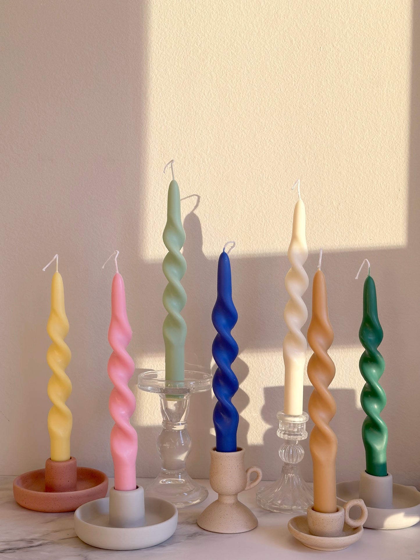 Pastel Spiral Candle: Twisted Home Decor (A Pair)