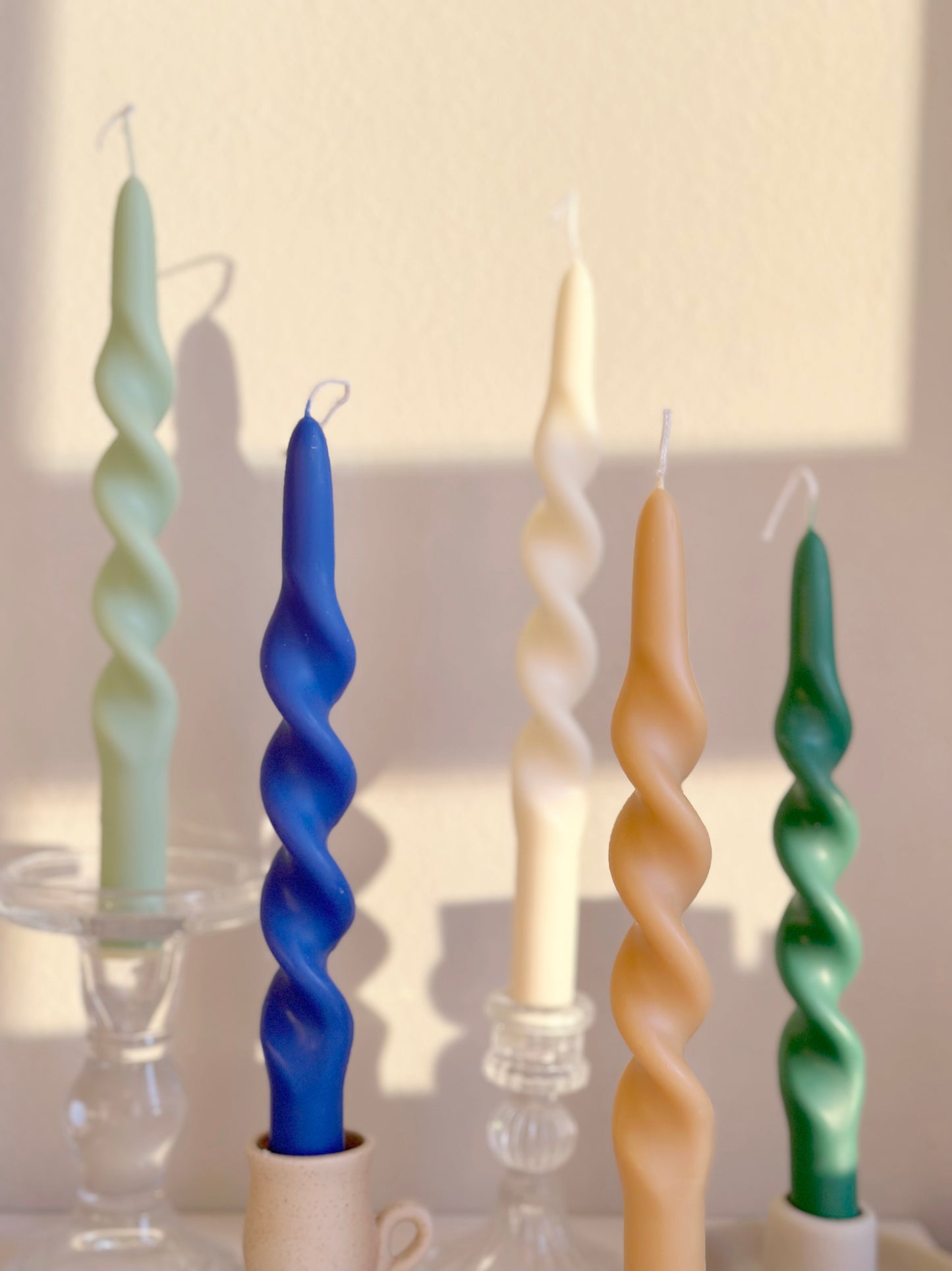 Pastel Spiral Candle: Twisted Home Decor (A Pair)