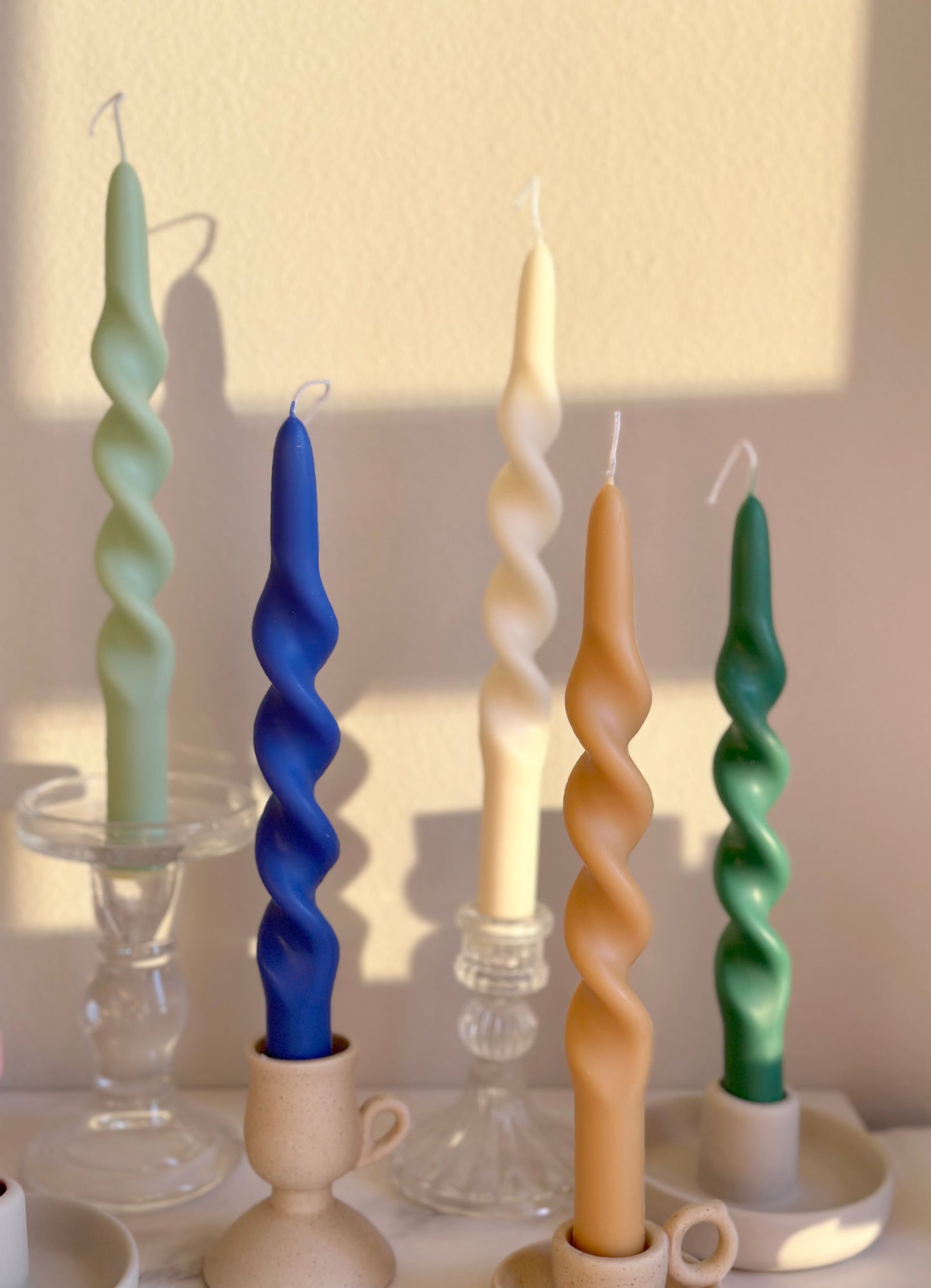 Pastel Spiral Candle: Twisted Home Decor (A Pair)