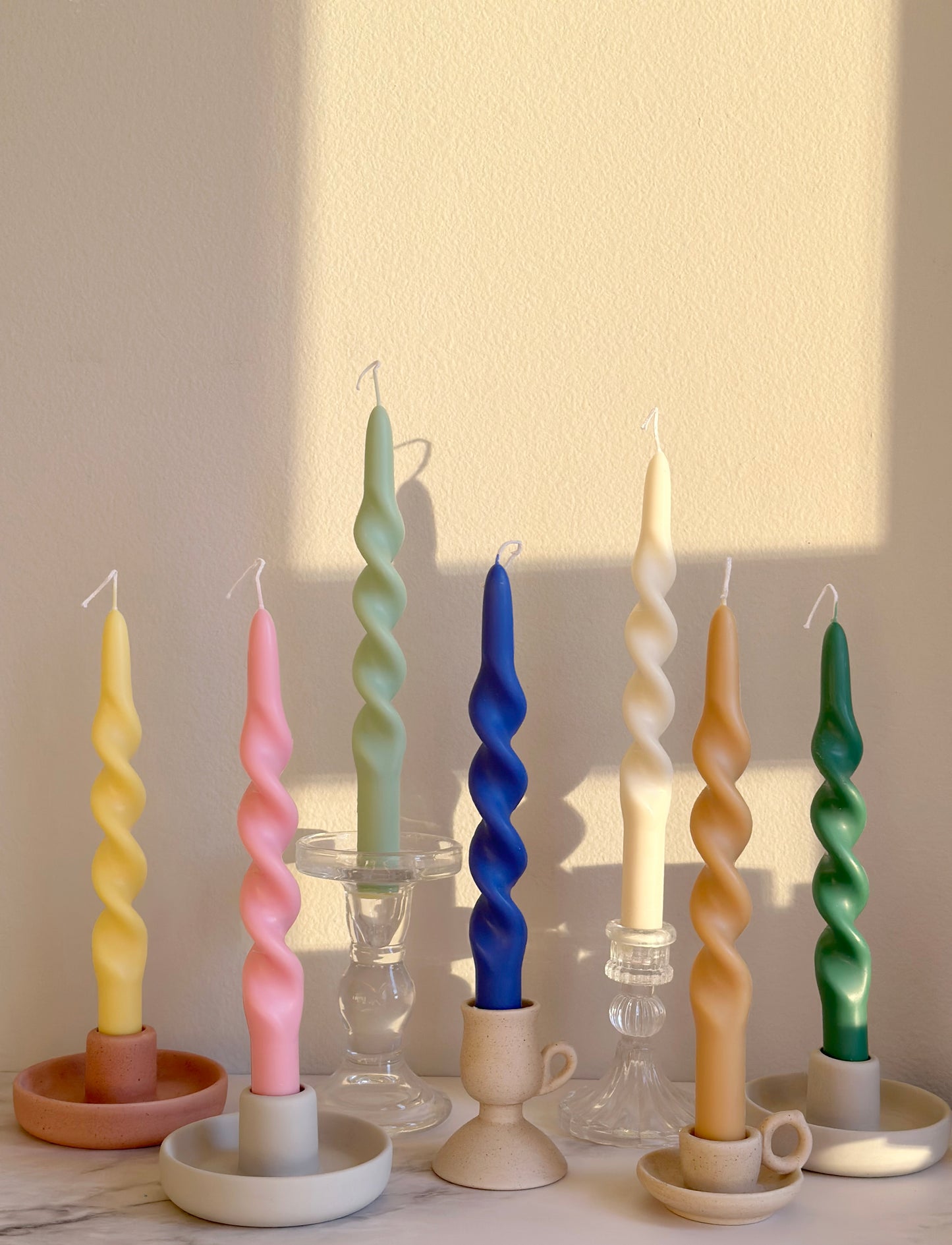 Pastel Spiral Candle: Twisted Home Decor (A Pair)