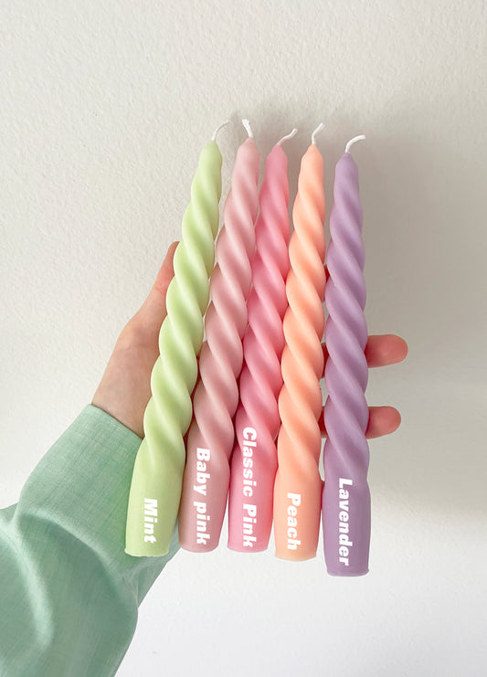 Twisted Spiral Taper Candles (A Pair)