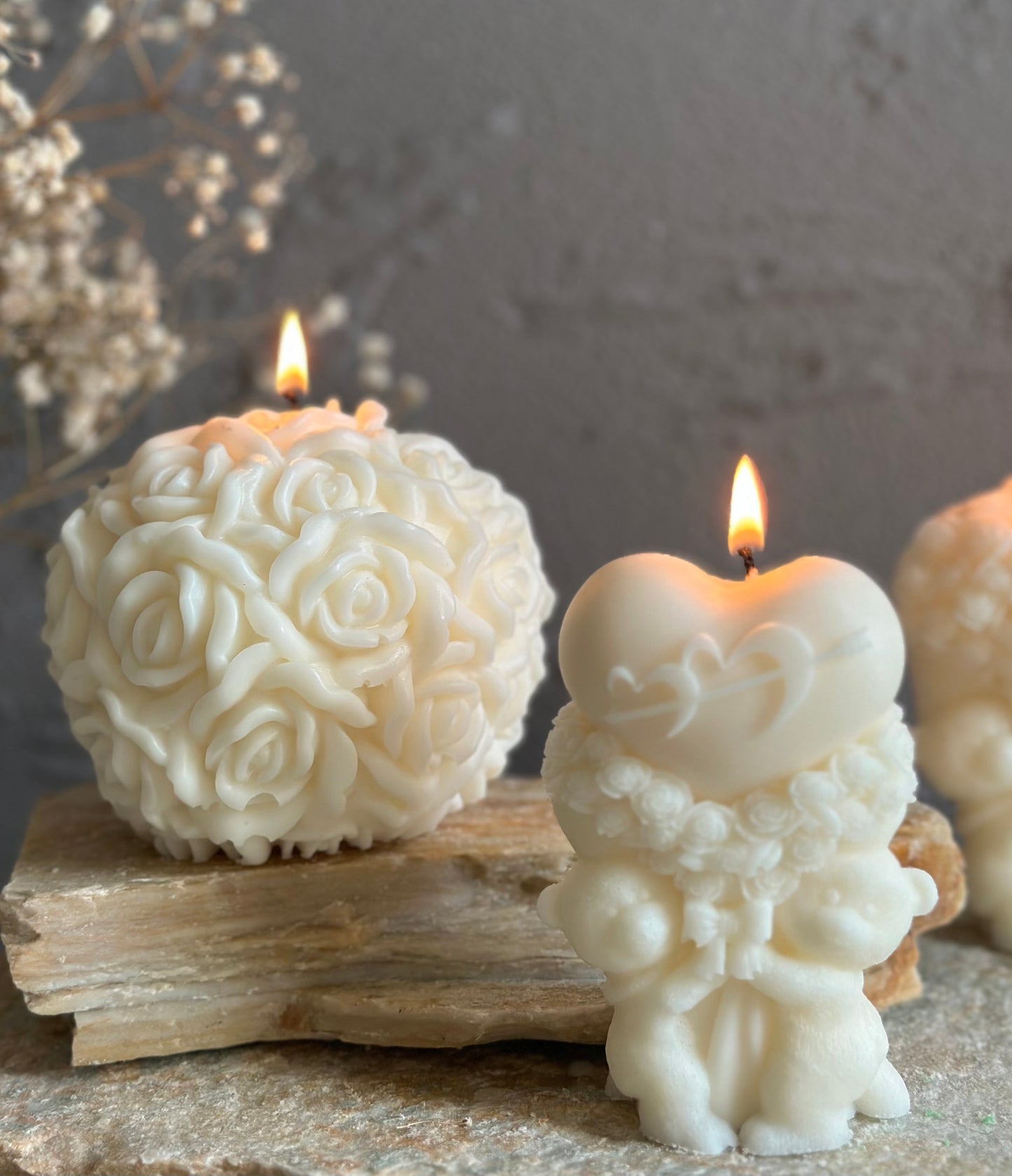 Soy Wax Valentine’s Day Candle – Rose Bear, Heart, Love Pillar | Romantic Gift