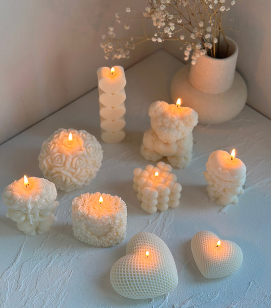 Soy Wax Valentine’s Day Candle – Rose Bear, Heart, Love Pillar | Romantic Gift