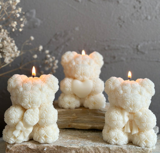 Teddy Bear Rose Candle