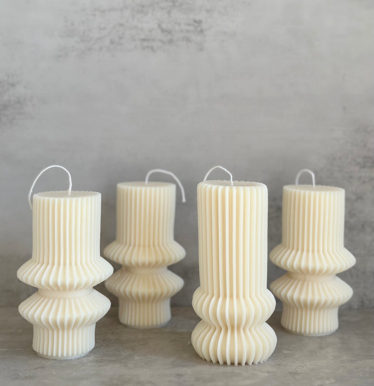 Undyed Striped Pillar Candle