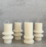 Undyed Striped Pillar Candle