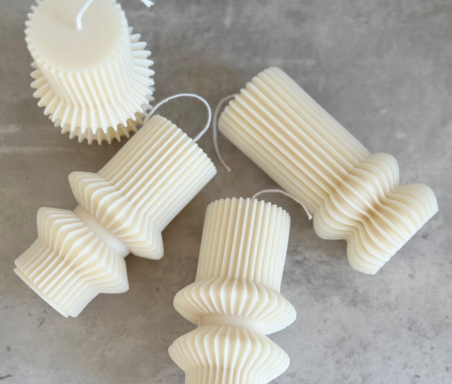 Undyed Striped Pillar Candle