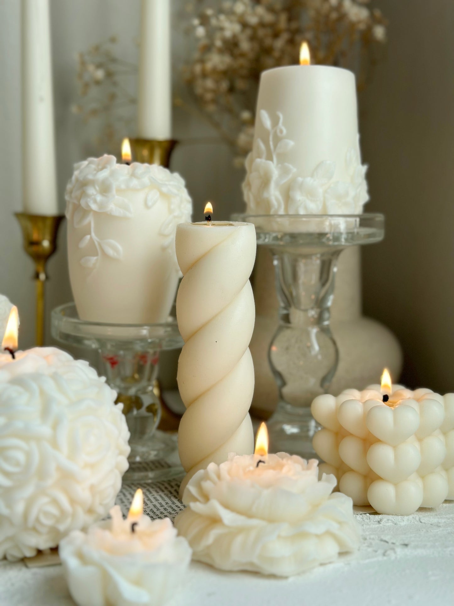 Rose Bear Candle, Valentine’s Candle, Soy Wax Candle, Heart & Love Pillar