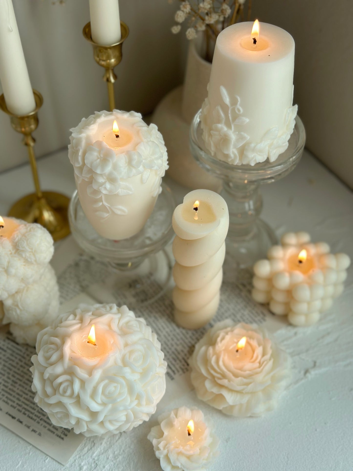 Rose Bear Candle, Valentine’s Candle, Soy Wax Candle, Heart & Love Pillar