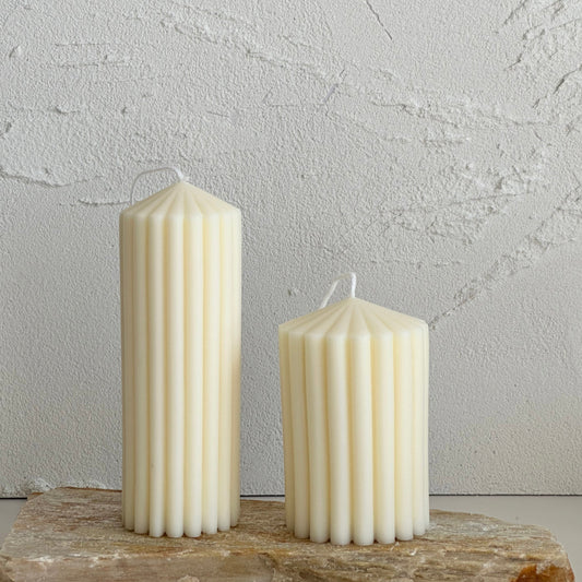 Small Ribbed Peak Pillar Candle