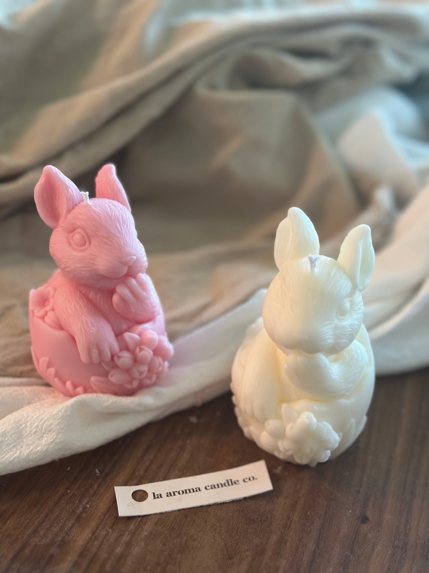 Bunny in Eggshell Candle – Rabbit Sitting in Egg with Flower Decor