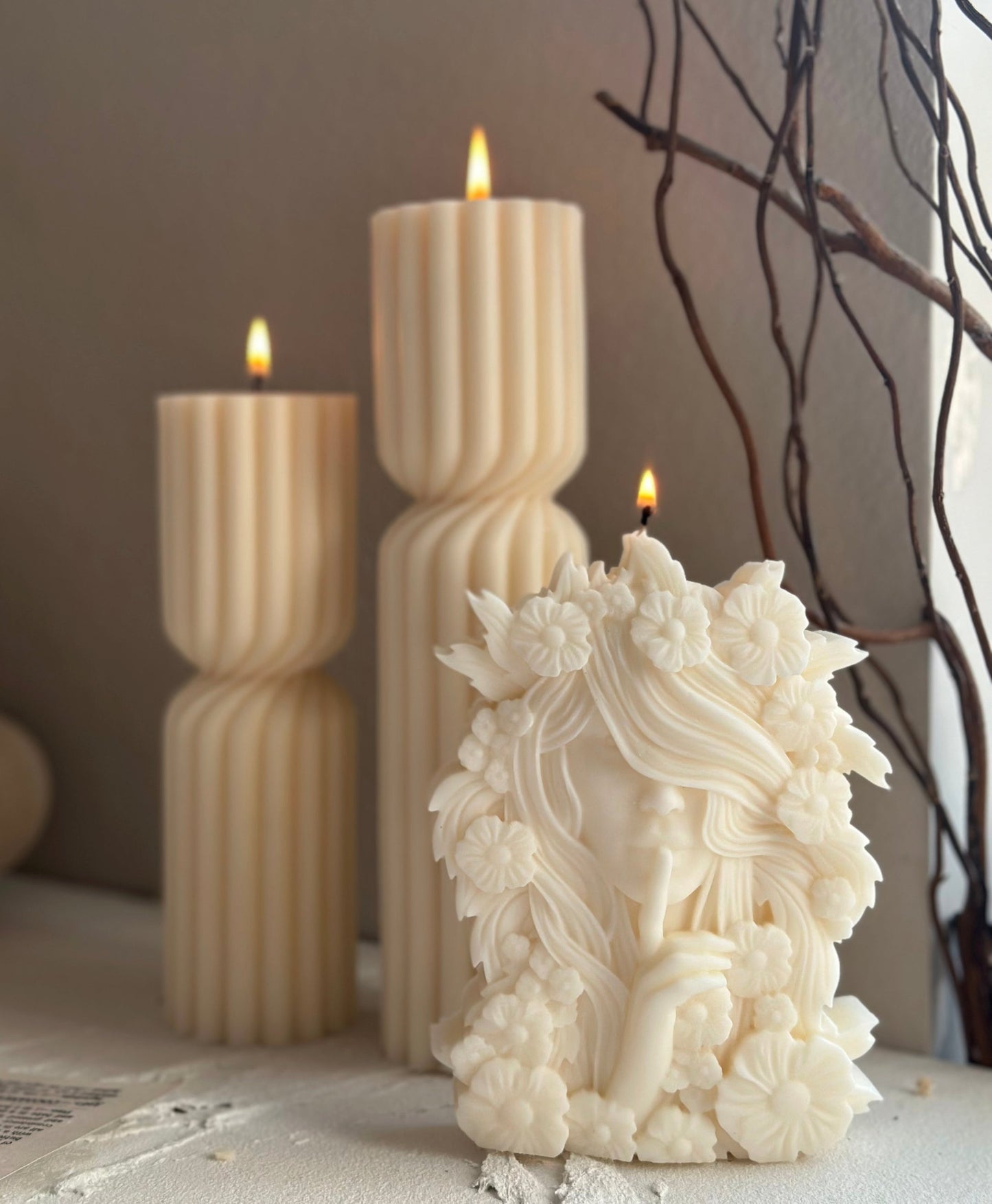 Undyed Flower Goddess Candle
